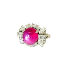 Bague platine 5.00 carats rubis étoilé diamant