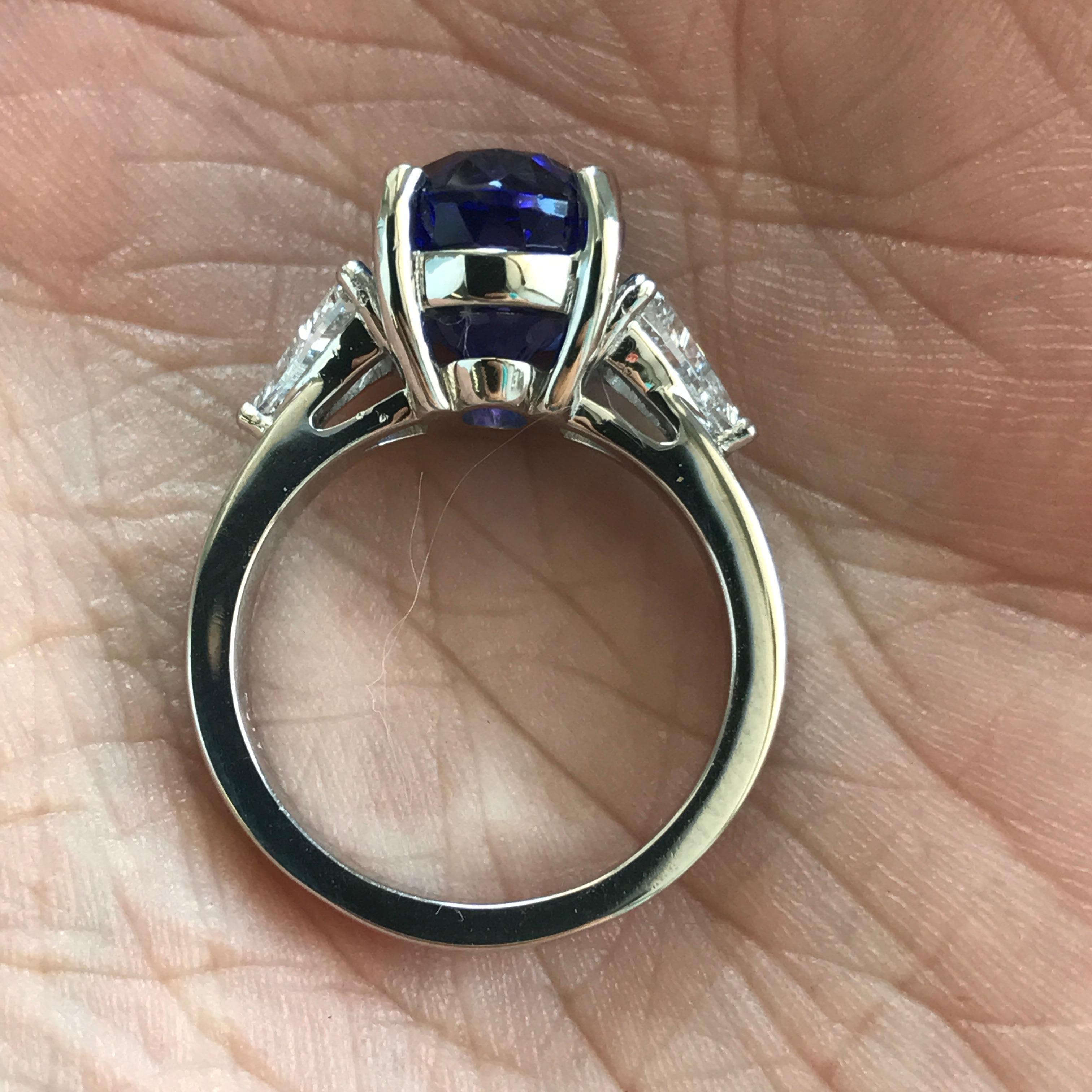 Ring will be made to order for your finger size, please allow 3-6 weeks.

Stunning 5.00 Carat  Oval Tanzanite set in a hand designed 18k White Gold.

AS011 - 19000010

Center Stone Details: 
Gem Type: Tazanite
Carat weight:  5.00+
Shape: Oval
Color: