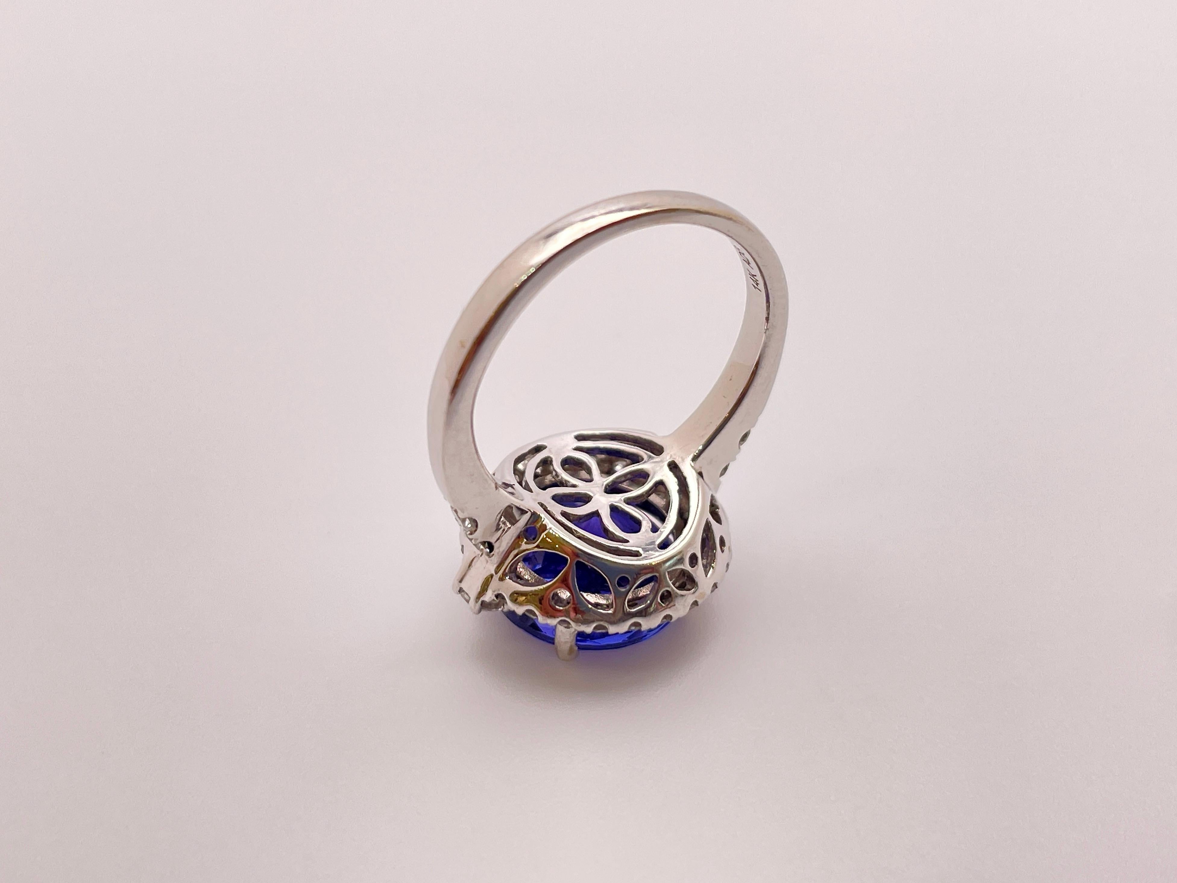 5.00 Carat Tanzanite Diamond 14 Karat White Gold Ring For Sale 1