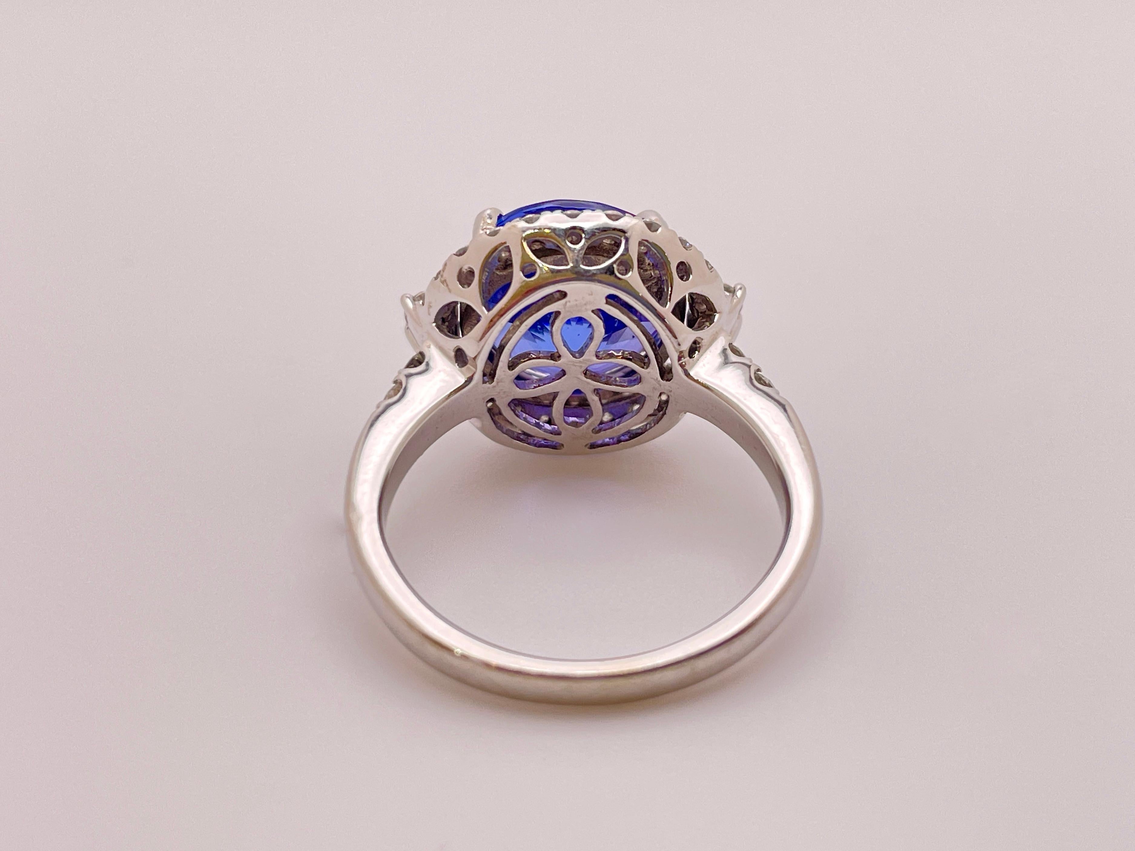 5.00 Carat Tanzanite Diamond 14 Karat White Gold Ring For Sale 3