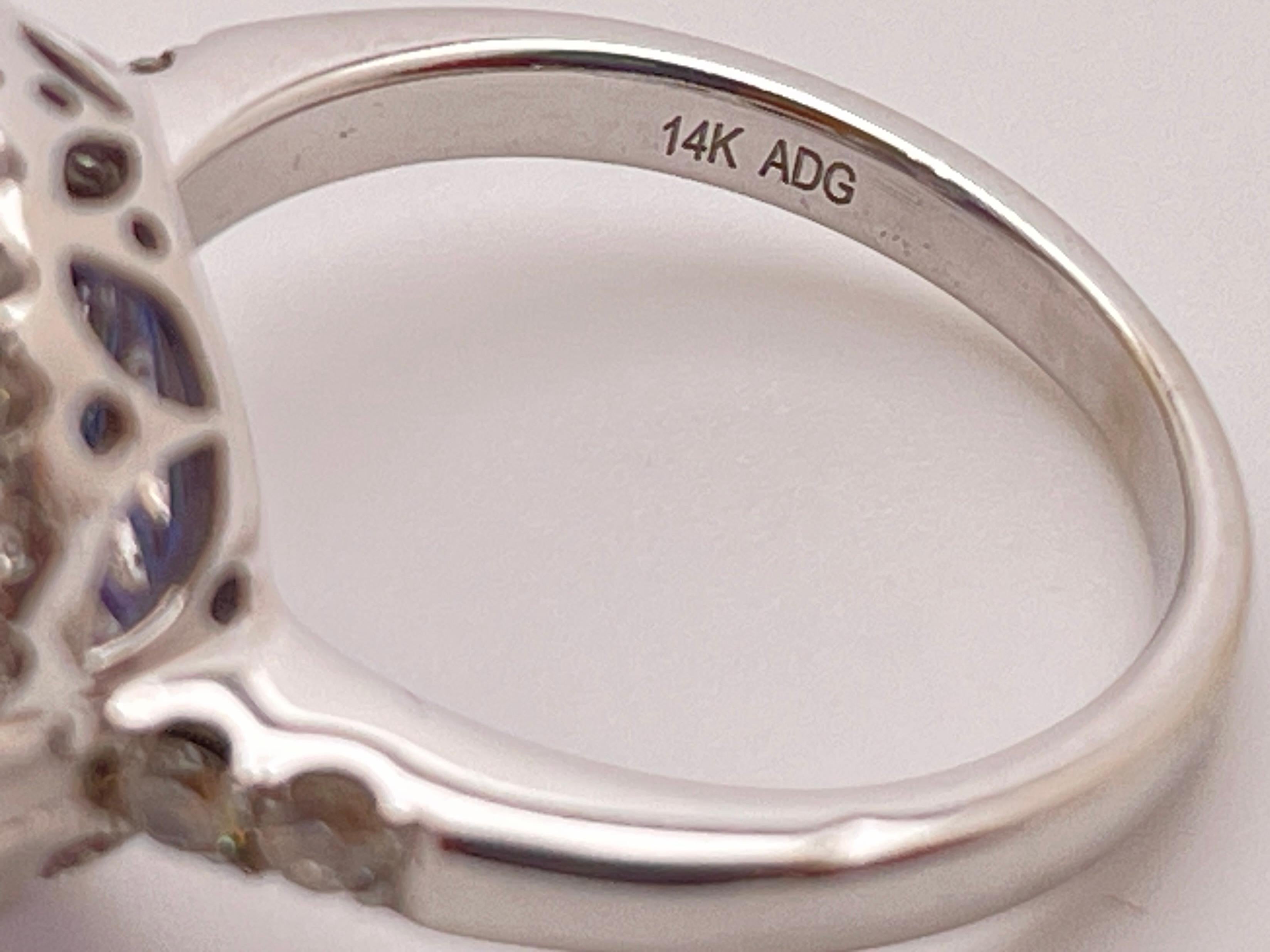 5.00 Carat Tanzanite Diamond 14 Karat White Gold Ring For Sale 4
