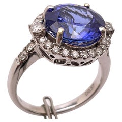 5,00 Karat Tansanit Diamant 14 Karat Weißgold Ring
