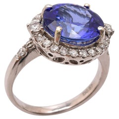 5.00 Carat Tanzanite Diamond 14 Karat White Gold Ring