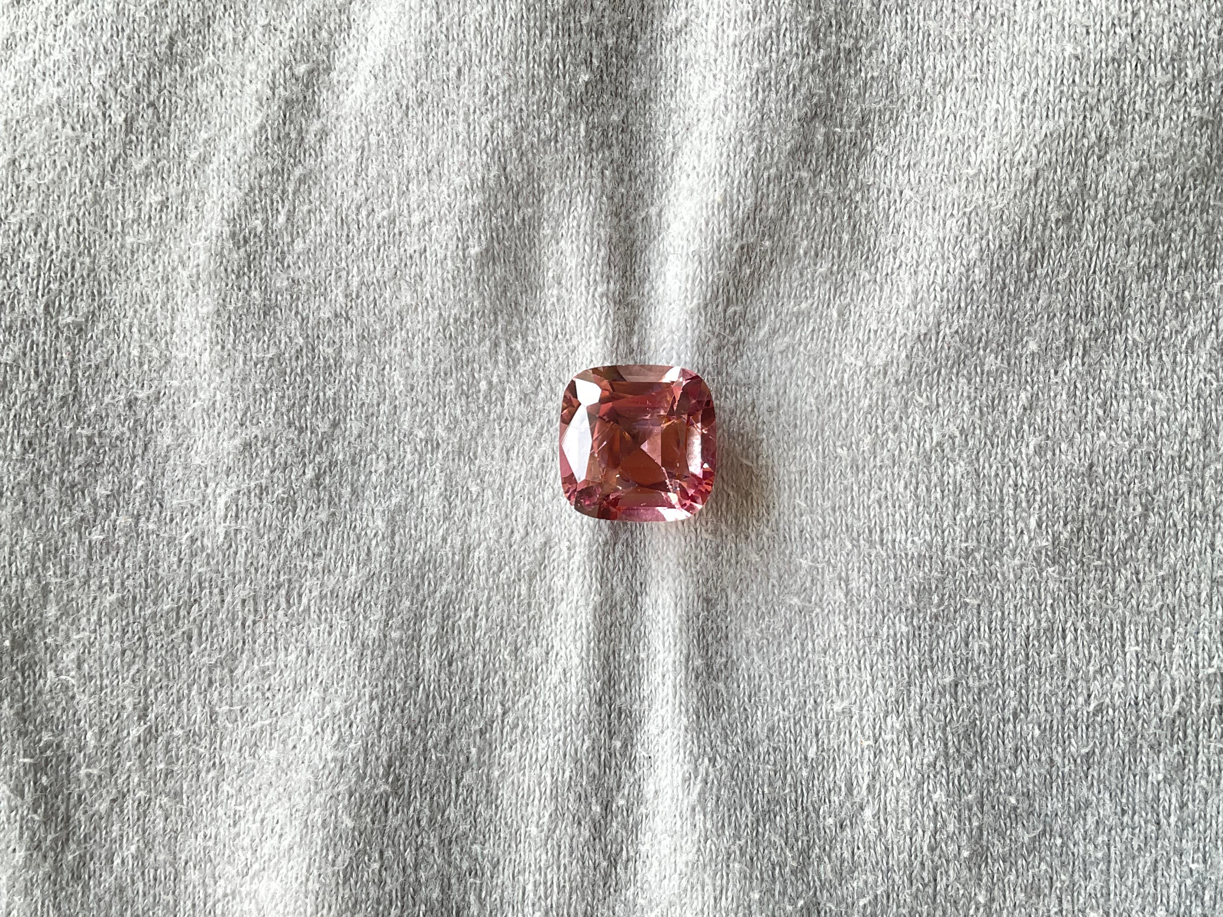 5.00 Carat Top Quality Peach Pink Tourmaline Cushion Cut Stone For Jewelry Gem In New Condition For Sale In Jaipur, RJ
