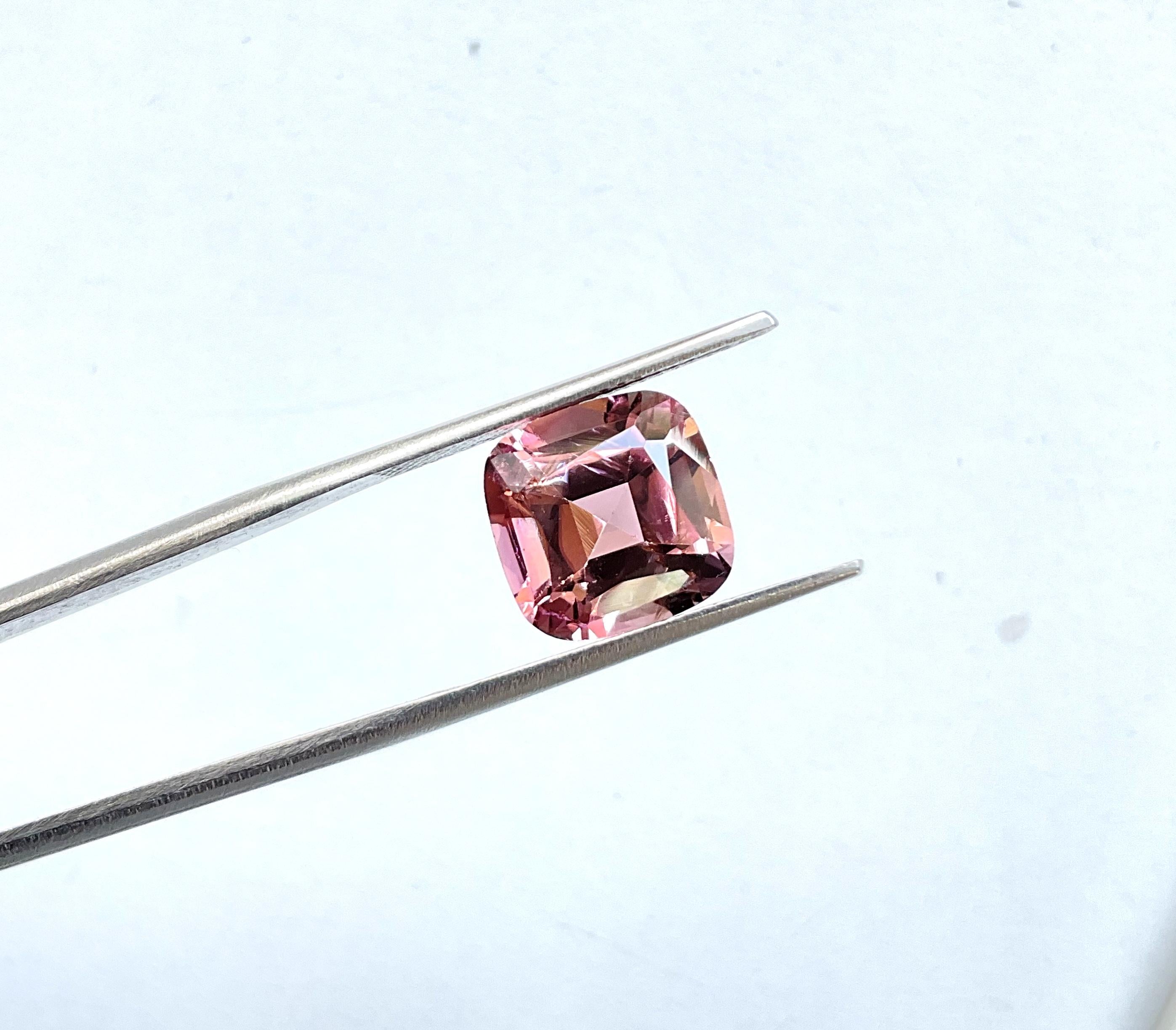 5.00 Carat Top Quality Peach Pink Tourmaline Cushion Cut Stone For Jewelry Gem For Sale 2