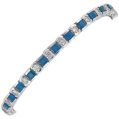 5.00 Carat Total Weight Sapphire Diamond Estate Bracelet White Gold