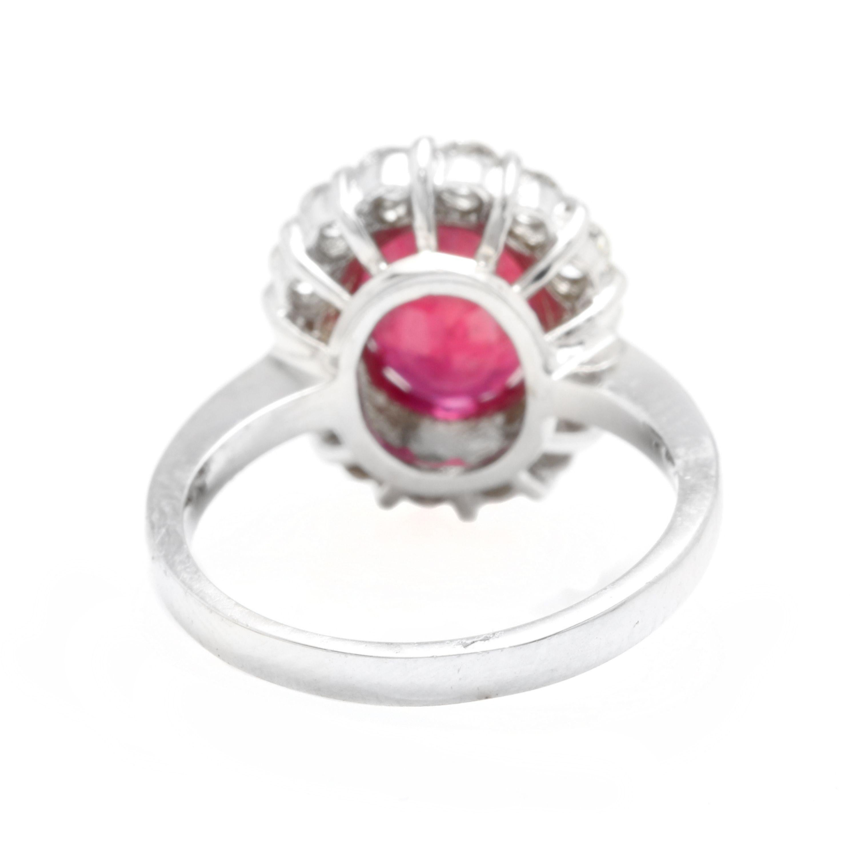 5.00 Carat Impressive Red Ruby and Natural Diamond 14 Karat White Gold Ring In New Condition For Sale In Los Angeles, CA