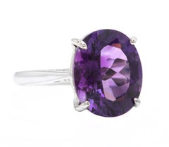 5.00 Carats Natural Amethyst 14k Solid White Gold Ring