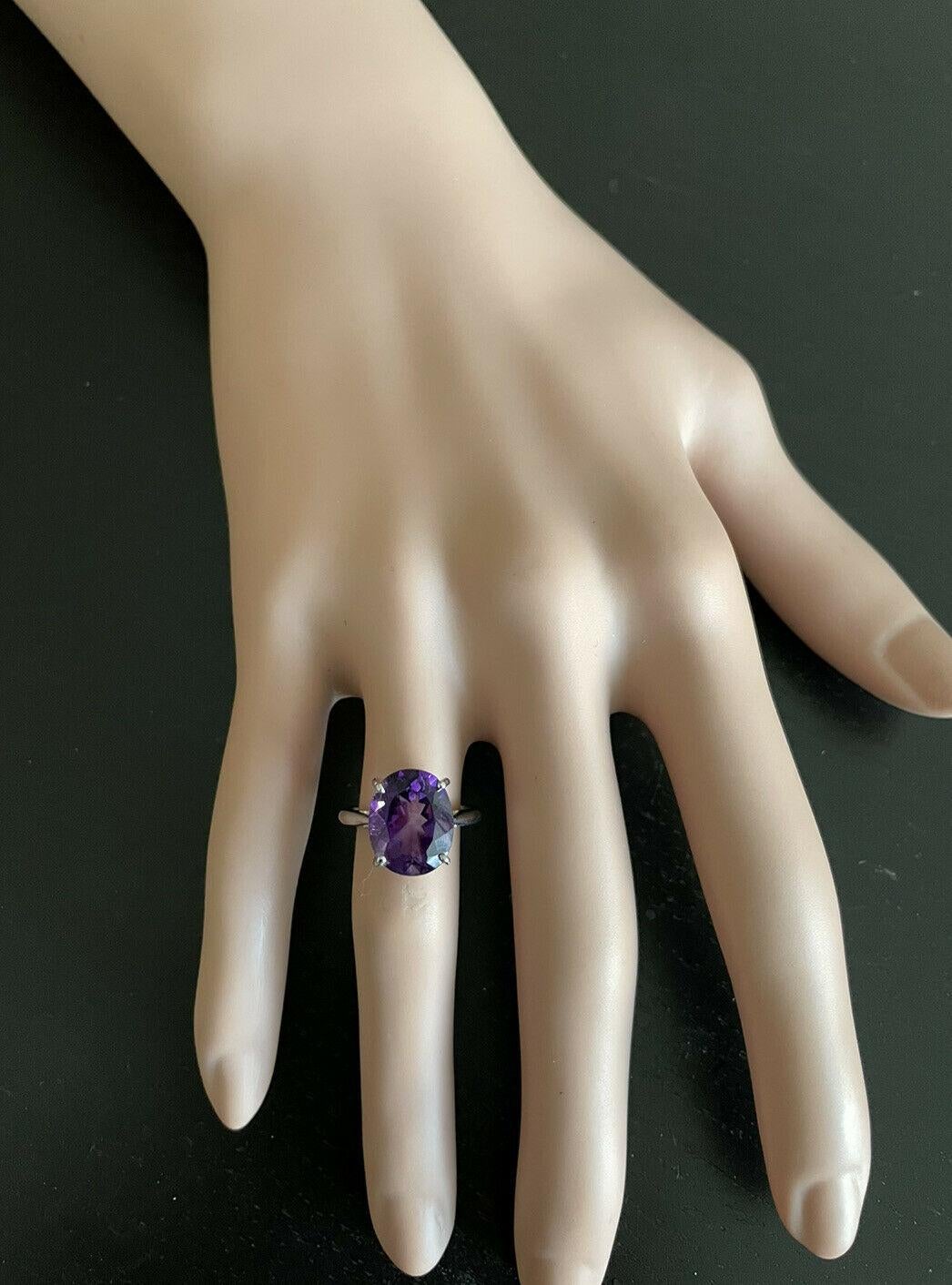 5.00 Carats Natural Amethyst 14k Solid White Gold Ring In New Condition For Sale In Los Angeles, CA