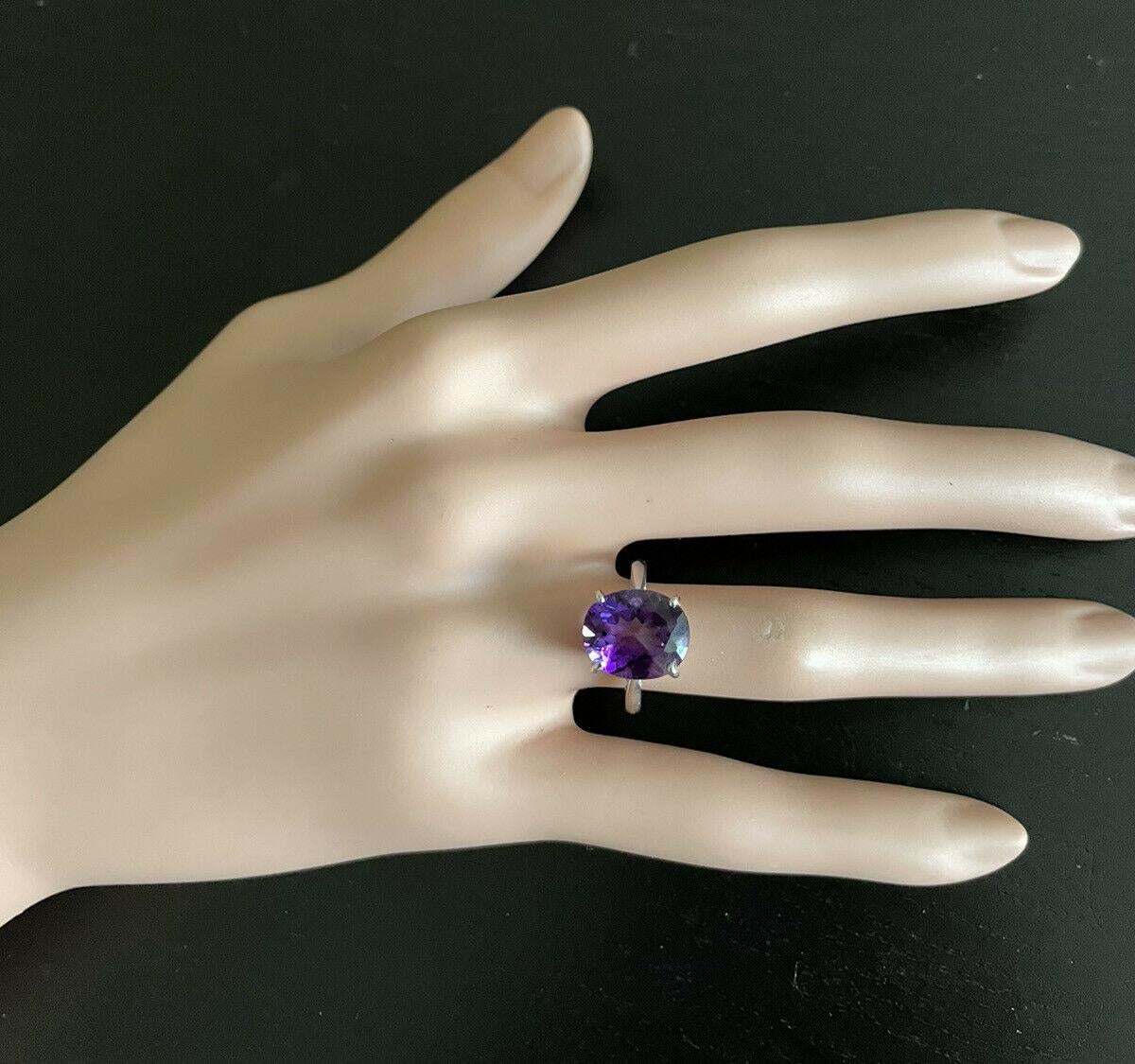 Women's 5.00 Carats Natural Amethyst 14k Solid White Gold Ring For Sale