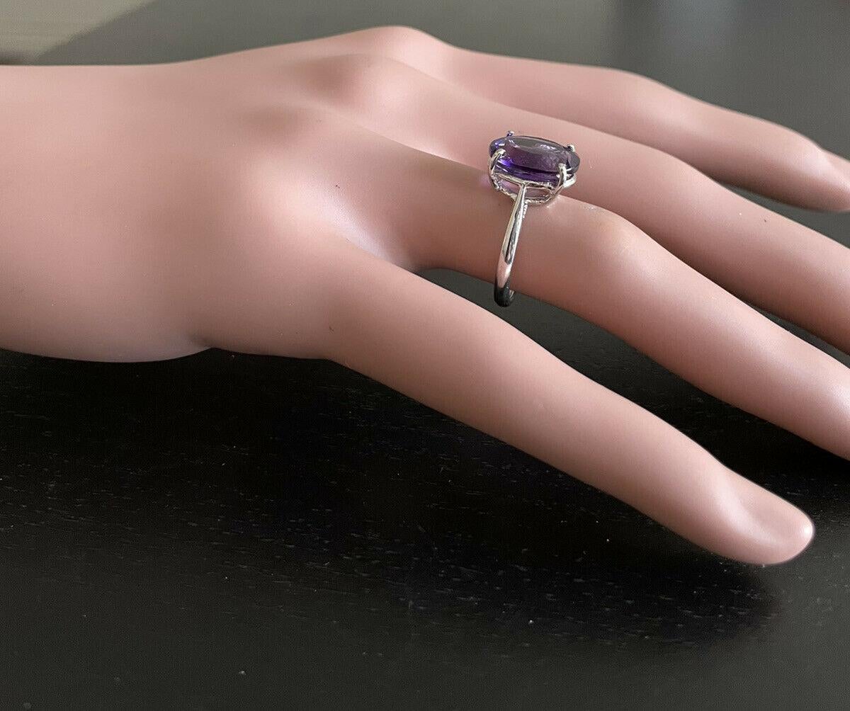 5.00 Carats Natural Amethyst 14k Solid White Gold Ring For Sale 1