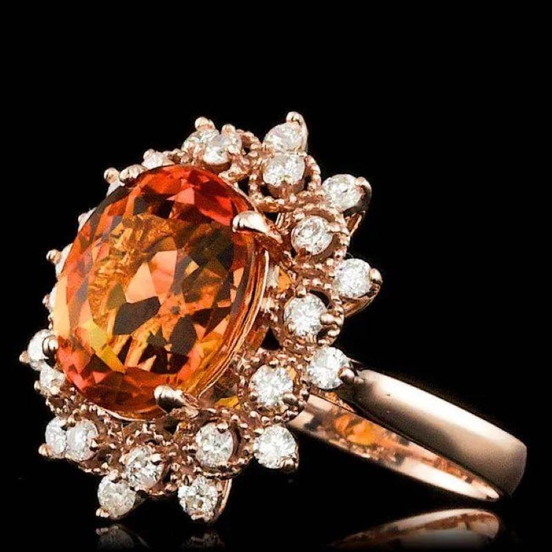 5.00 Carats Natural Citrine and Diamond 14K Solid Rose Gold Ring

Total Natural Oval Citrine Weight is: Approx. 4.40 Carats 

Citrine Measures: Approx. 11.00 x 9.00mm
 
Natural Round Diamonds Weight: Approx. 0.60 Carats (color G-H / Clarity