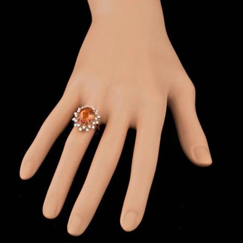5.00 Carats Natural Citrine and Diamond 14K Solid Rose Gold Ring In New Condition For Sale In Los Angeles, CA