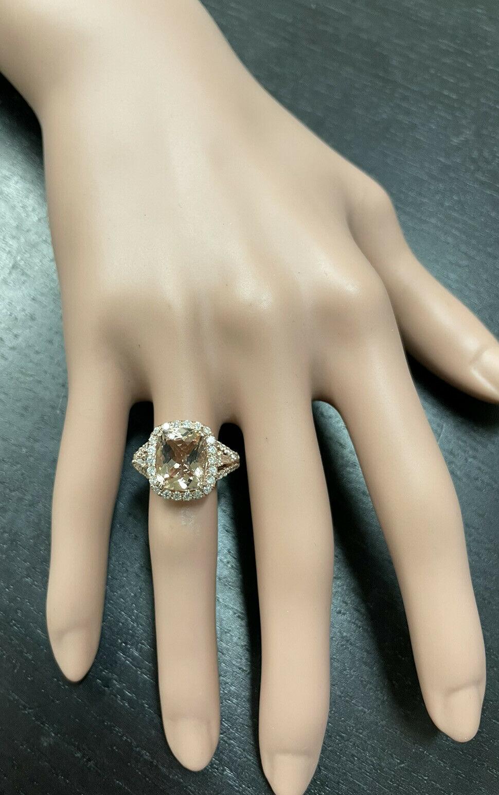 Donna Anello con Morganite naturale da 5,00 carati e diamanti in oro rosa massiccio da 14 carati in vendita