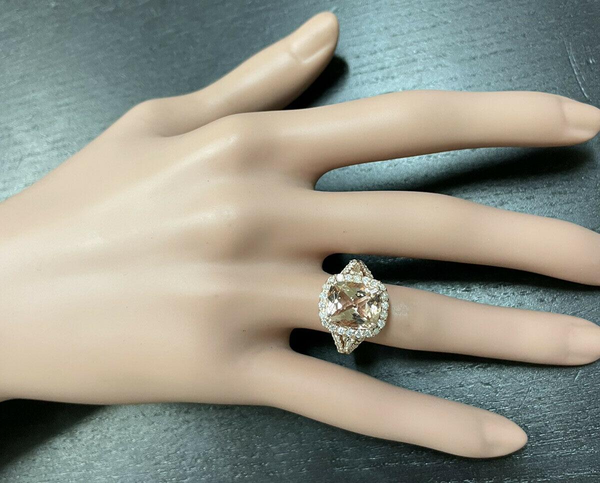 Anello con Morganite naturale da 5,00 carati e diamanti in oro rosa massiccio da 14 carati in vendita 1