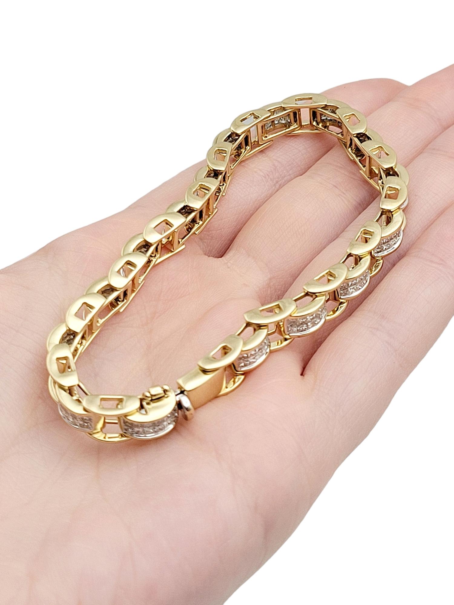 5.00 Carats Total Princess Cut Diamond Bike Chain Style Bracelet in Yellow Gold For Sale 2