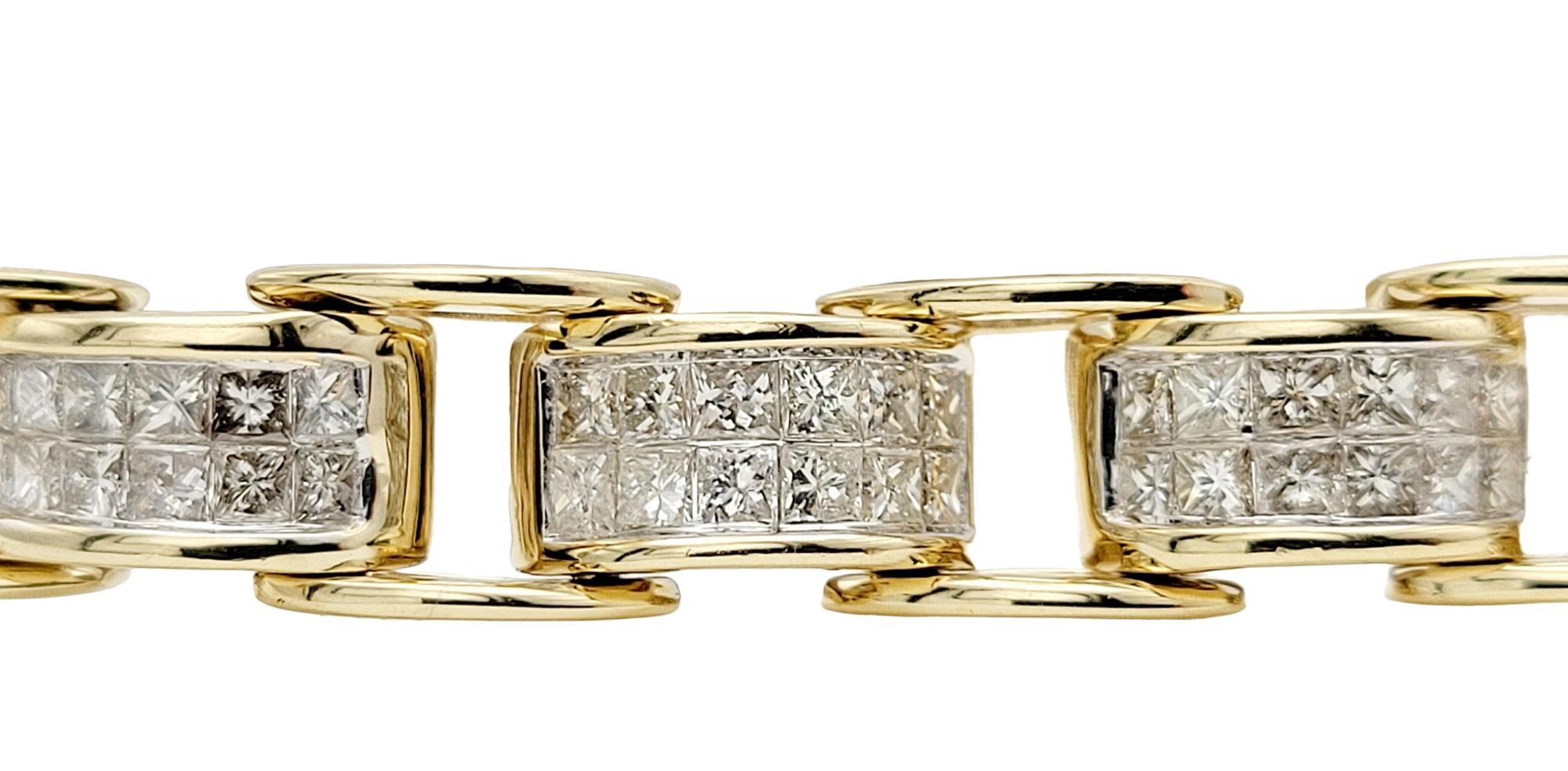 5,00 Karat Total Princess Cut Diamant Bike Chain Style Armband in Gelbgold (Zeitgenössisch)