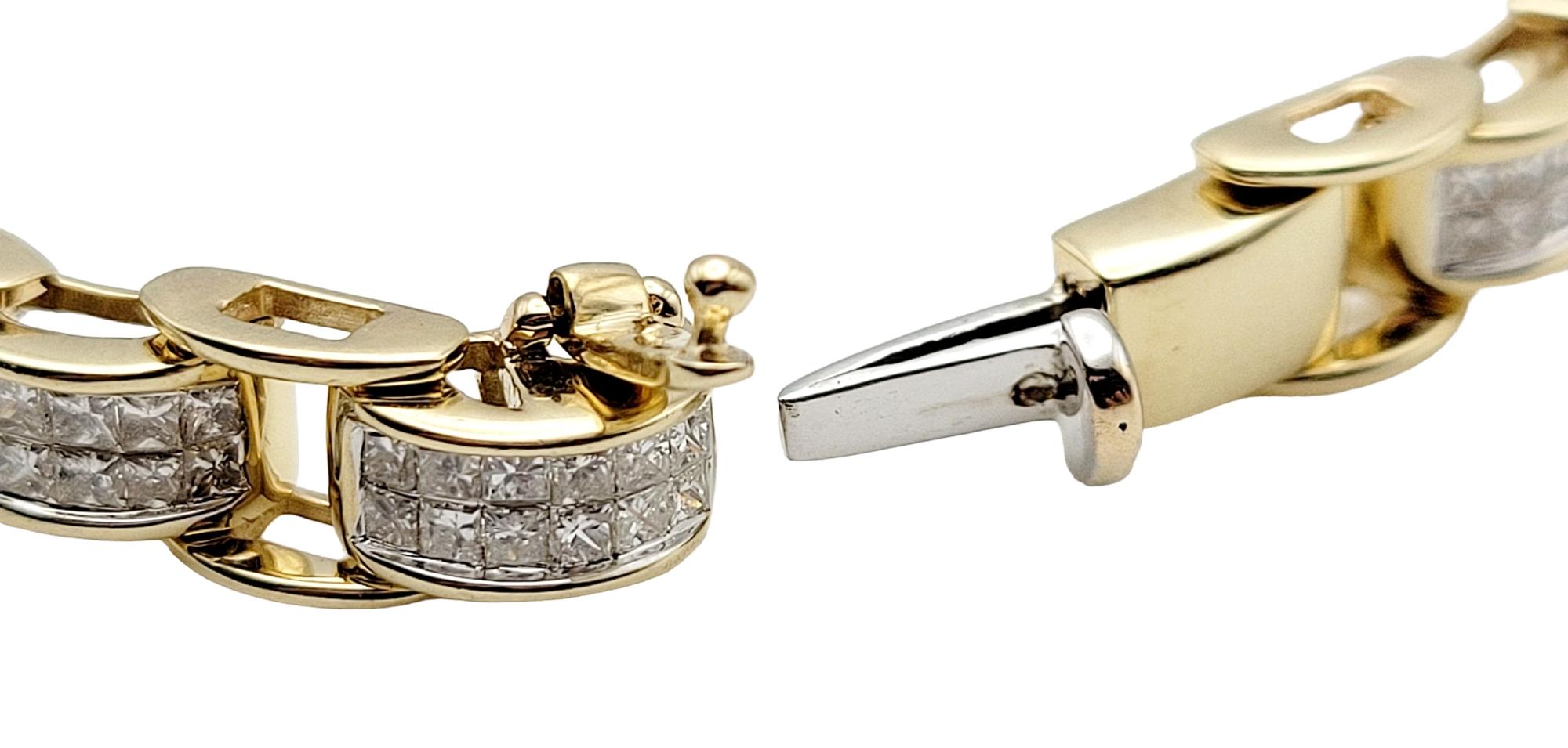 5,00 Karat Total Princess Cut Diamant Bike Chain Style Armband in Gelbgold für Damen oder Herren