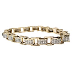 Bracelet en or jaune style chaîne de vélo avec diamants taille princesse de 5,00 carats au total