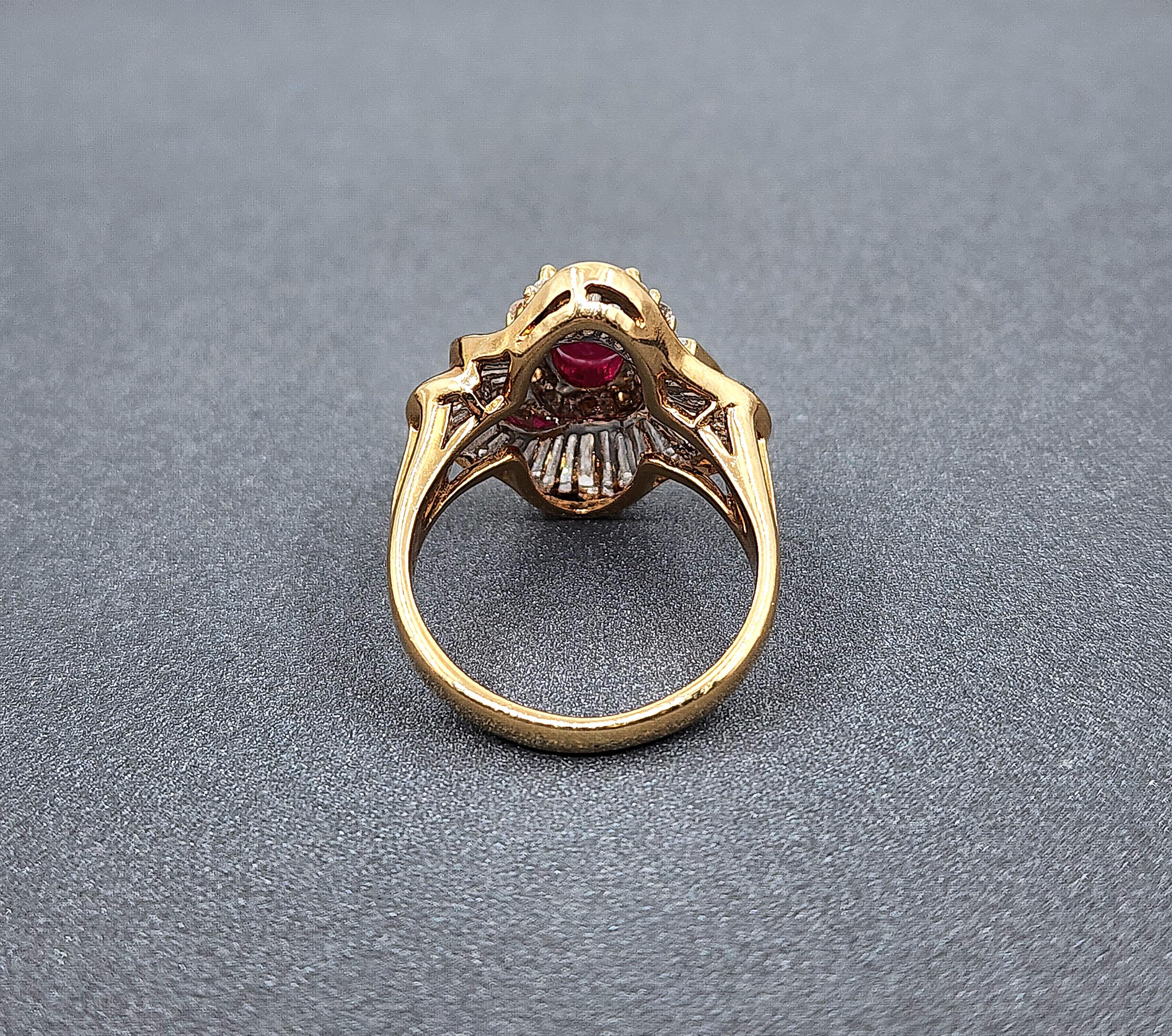 Taille mixte Bague de 5.00 ct de rubis naturel et de diamants en vente