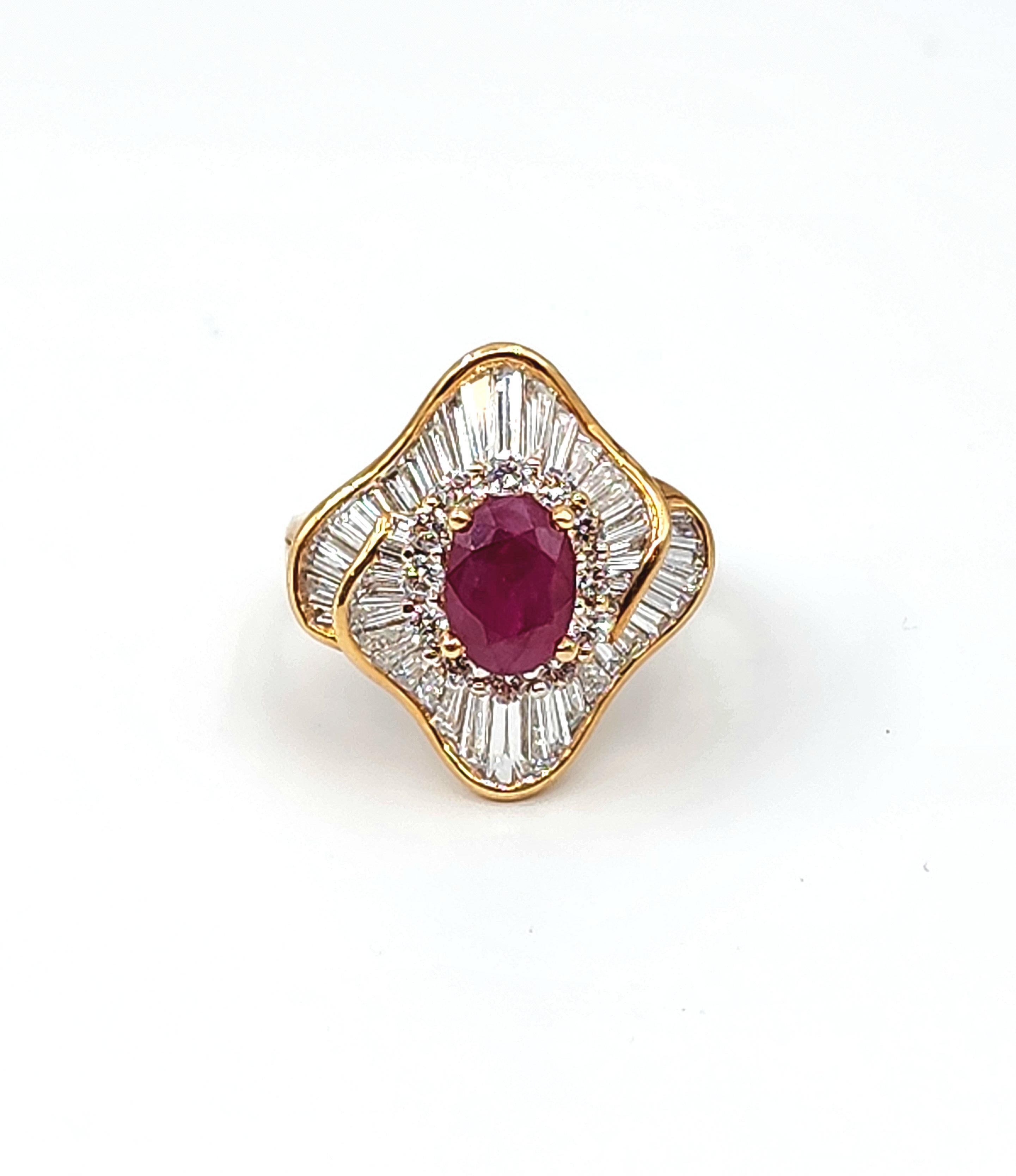Bague de 5.00 ct de rubis naturel et de diamants Unisexe en vente