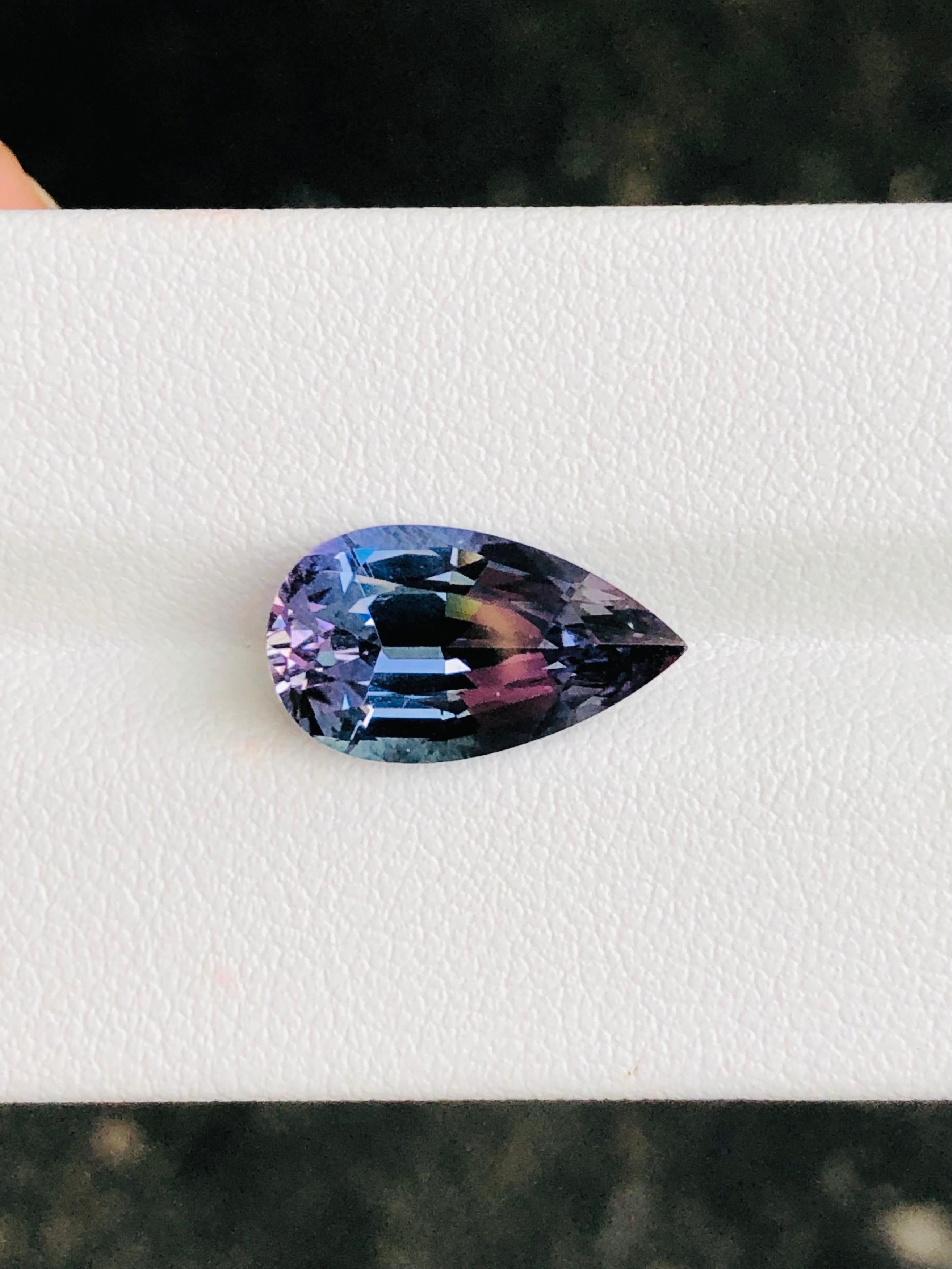 Pear Cut 5.00 Ct Natural Zoisite Unheated Tanzanite Violentish Blue Eye Clean Gemstone For Sale