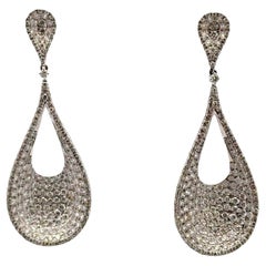 5.00-CTW Pavé Diamond 18 Karat White Gold Drop Dangle Modern Earrings