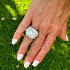 5.00 CTW Pavé Round Brilliant Cut Diamond Tapered 18 Karat Gold Dome Ring