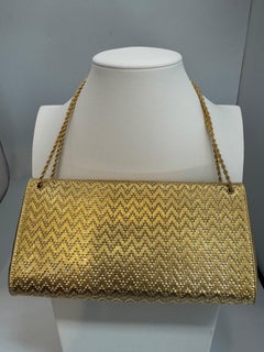 500 GM OF  18K Yellow Gold Woven Mesh Clutch Handbag  NO MIRROR, JUST GOLD PURSE
