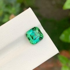 5.00 Natural Blueish Green Loose Tourmaline Cushion Shape Gem For Jewellery