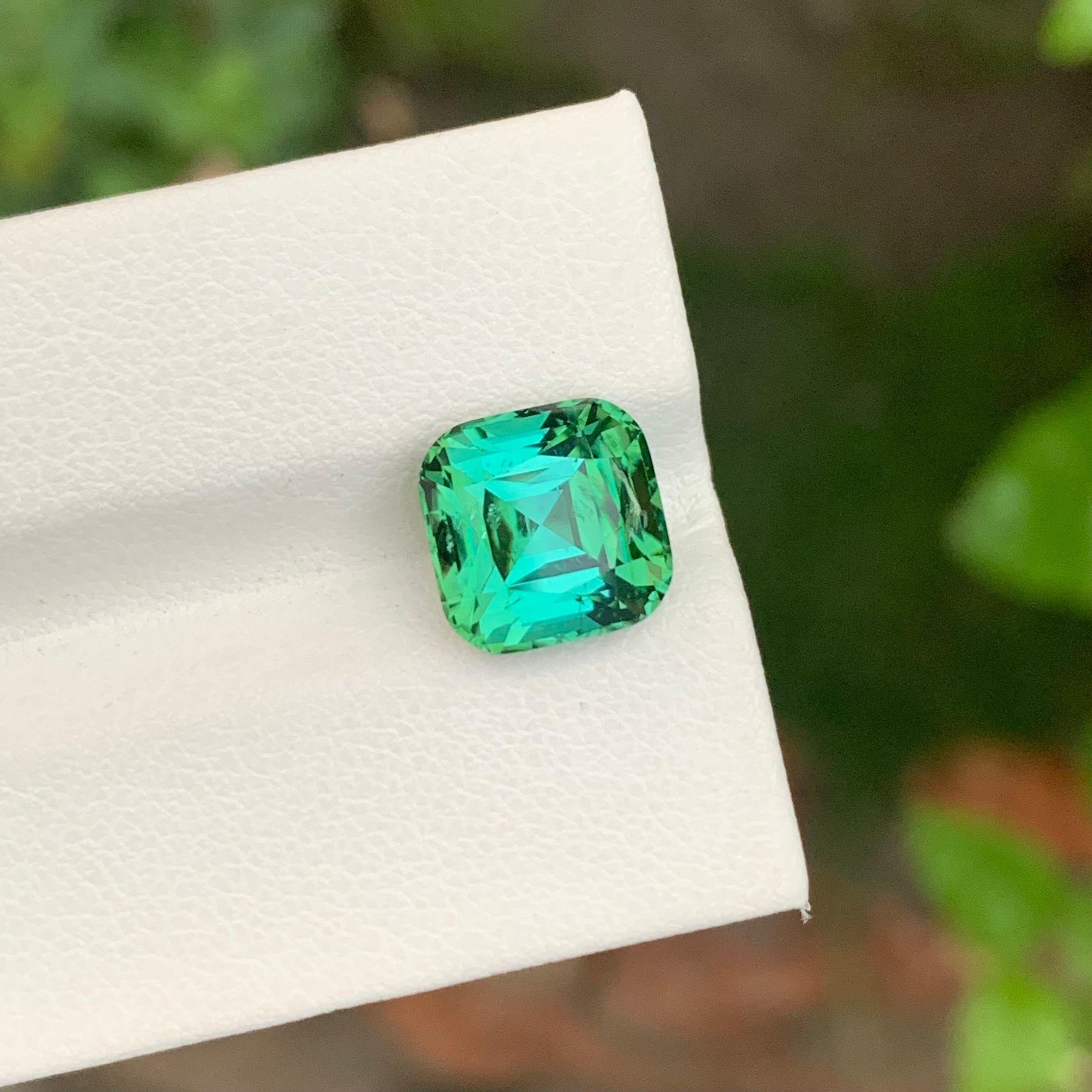 Arts and Crafts 5.00 Natural Blueish Green Loose Tourmaline Cushion Shape Gem For Jewellery For Sale