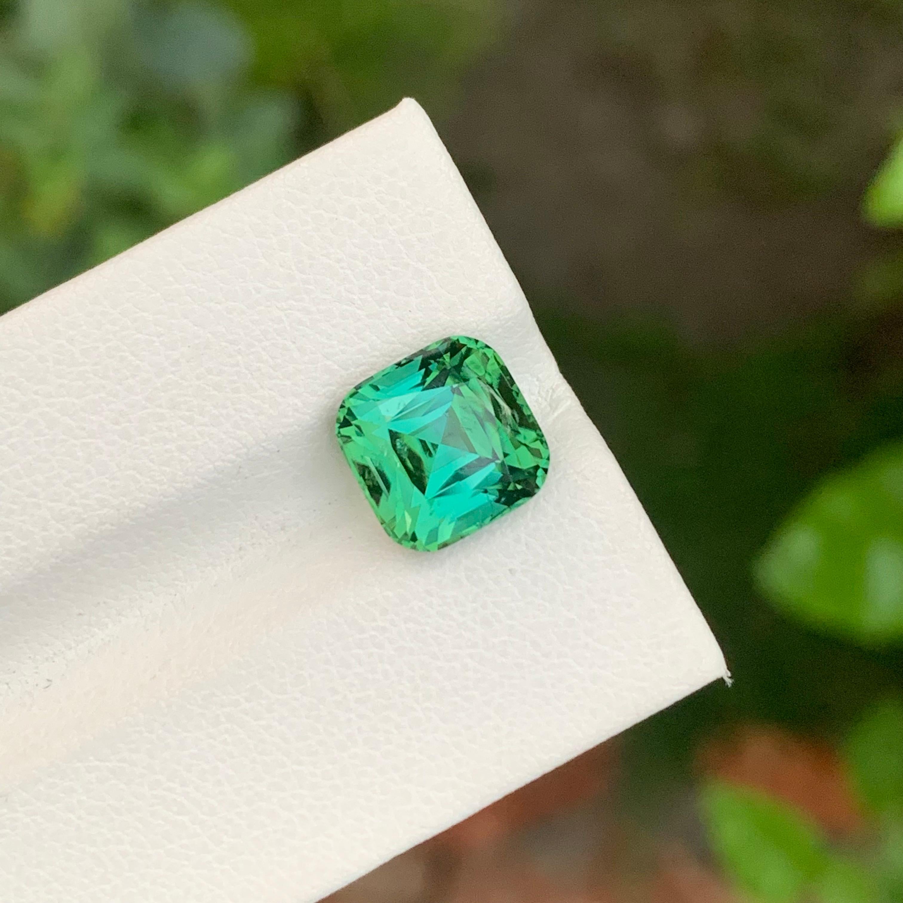 5.00 Natural Blueish Green Loose Tourmaline Cushion Shape Gem For Jewellery In New Condition For Sale In Peshawar, PK