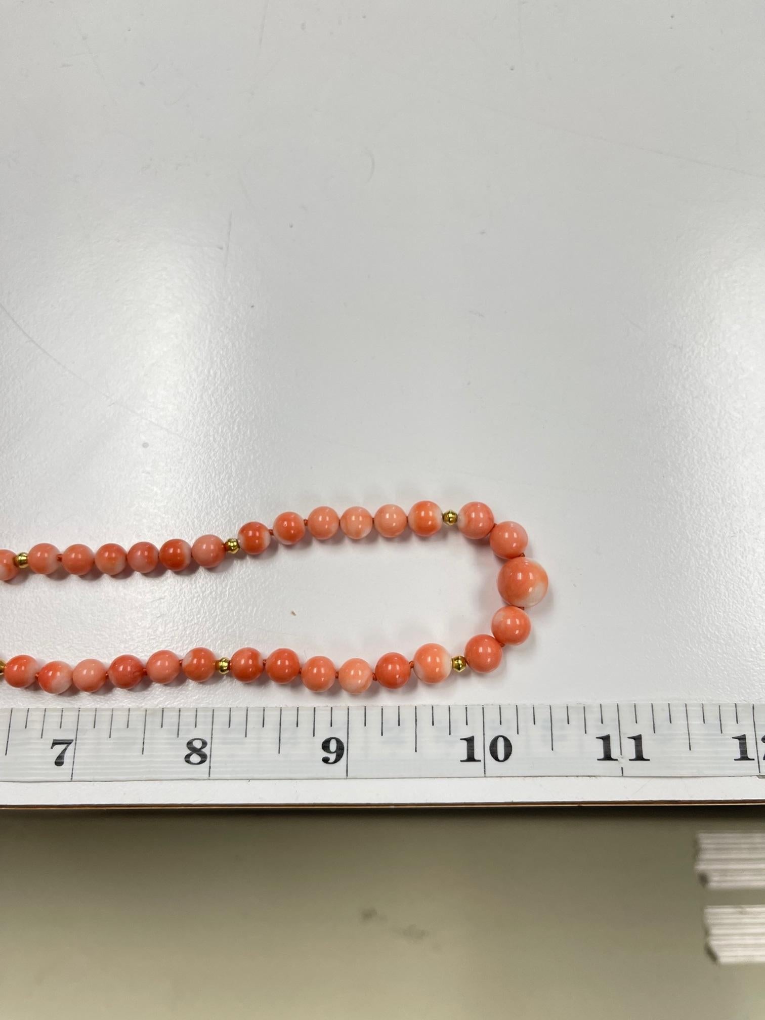 Coral Beaded Necklace, 5.00 - 10.00mm Graduated with Yellow Gold Accents 2