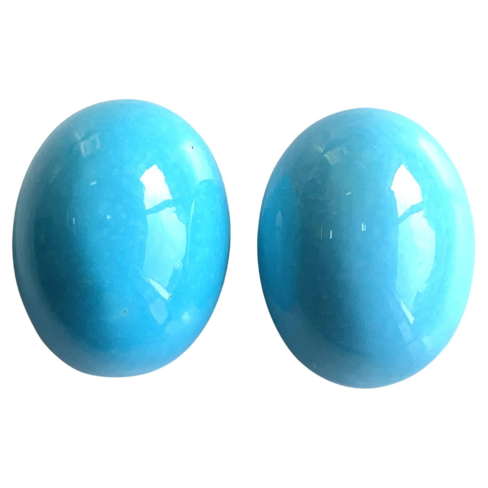 50.00 Carats Turquoise Arizona Cabochons 2 Pieces Paire Pour Bijoux Gemmes Naturelles