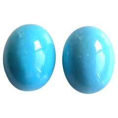 50.00 Carats Turquoise Arizona Cabochons 2 Pieces Paire Pour Bijoux Gemmes Naturelles