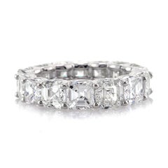 5.00ct Asscher Cut Diamond Eternity Band in 18k White Gold