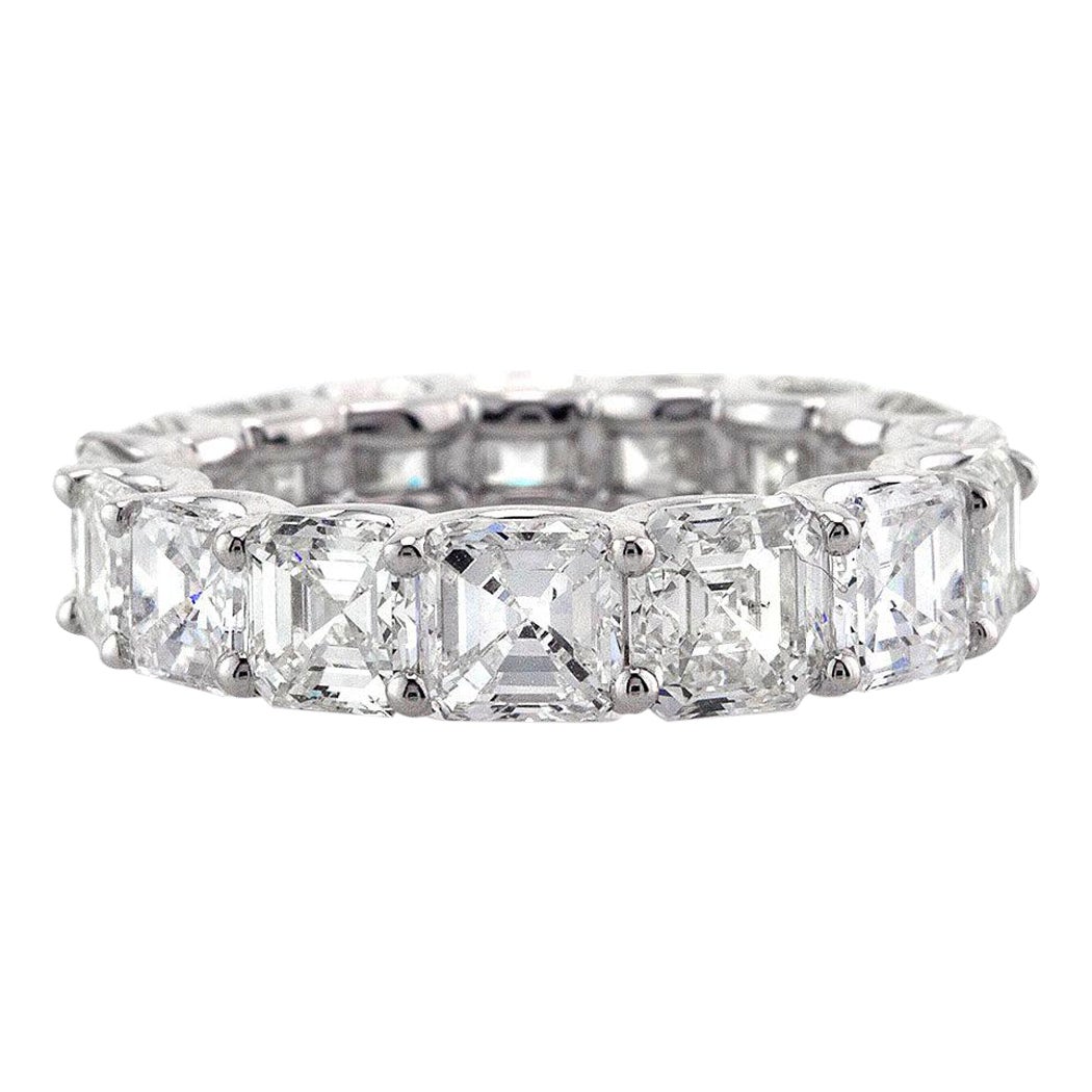 5.00ct Asscher Cut Diamond Eternity Band in 18k White Gold