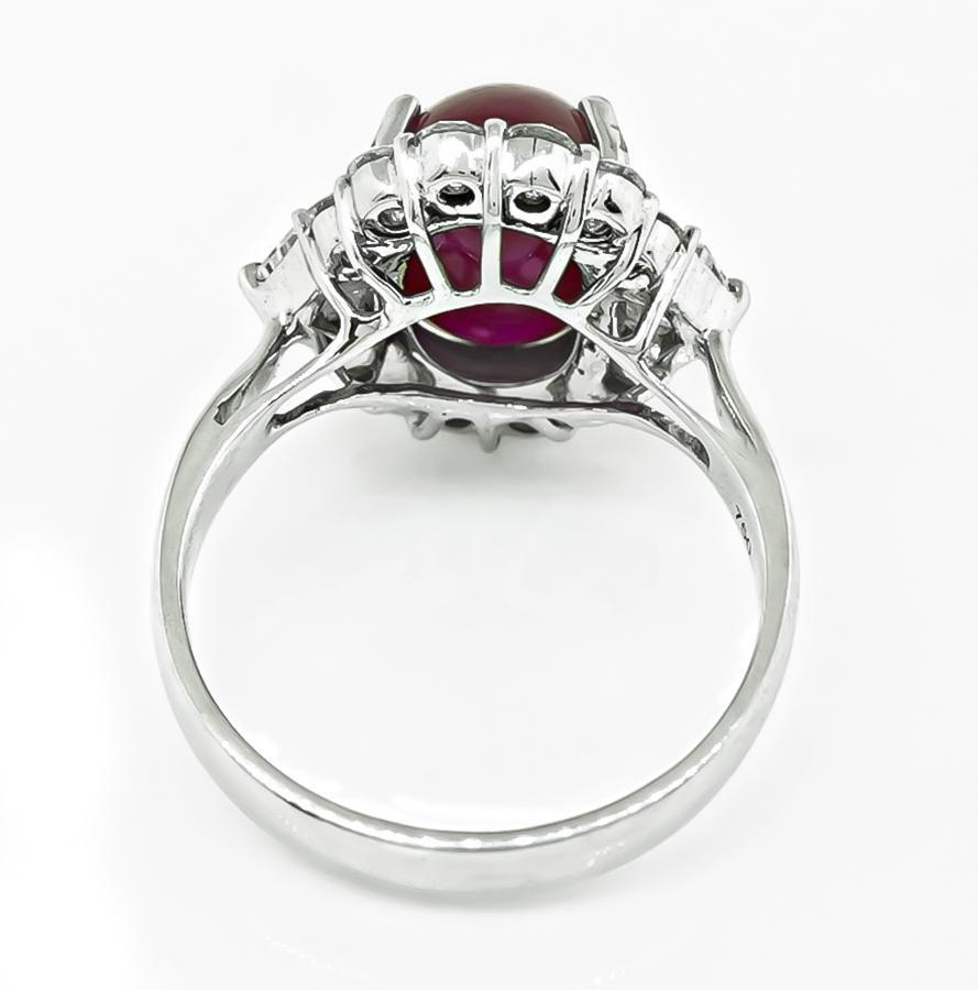 5.00ct Burma Ruby 1.10ct Diamond Gold Ring In Good Condition For Sale In New York, NY