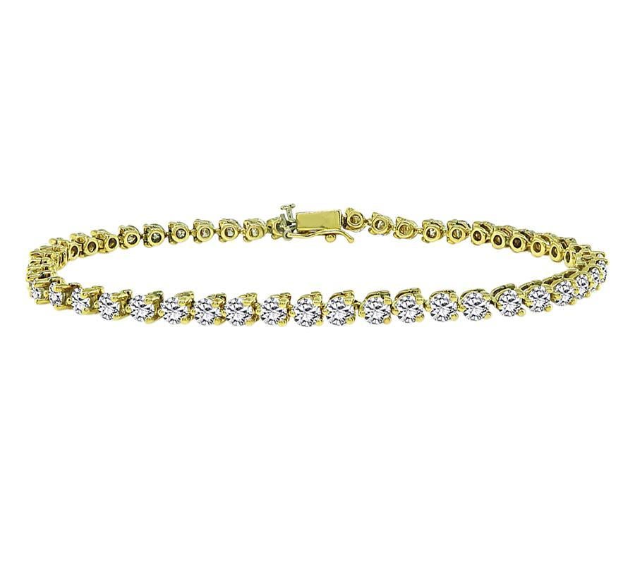 Round Cut 5.00ct Diamond Gold Tennis Bracelet For Sale