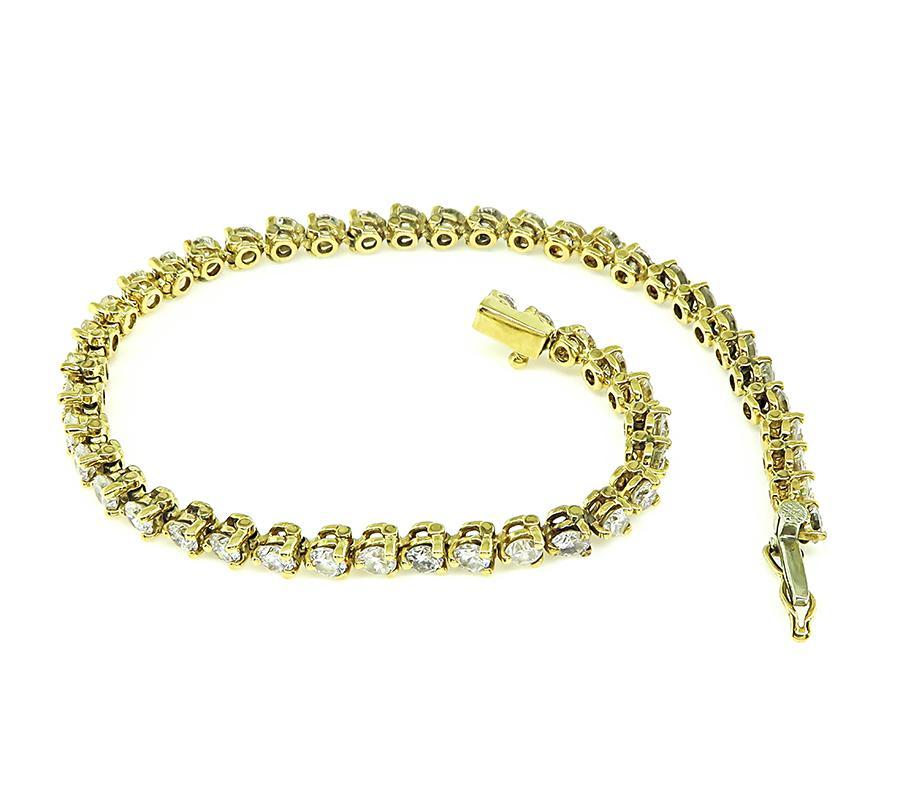 5.00ct Diamond Gold Tennis Bracelet In Good Condition For Sale In New York, NY
