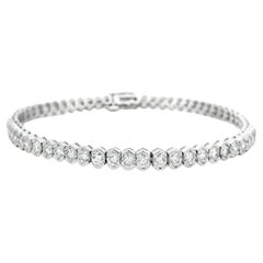 5.00ct Natural Diamond Tennis Bracelet in 14K White Gold, Hexagon Setting 7-Inch
