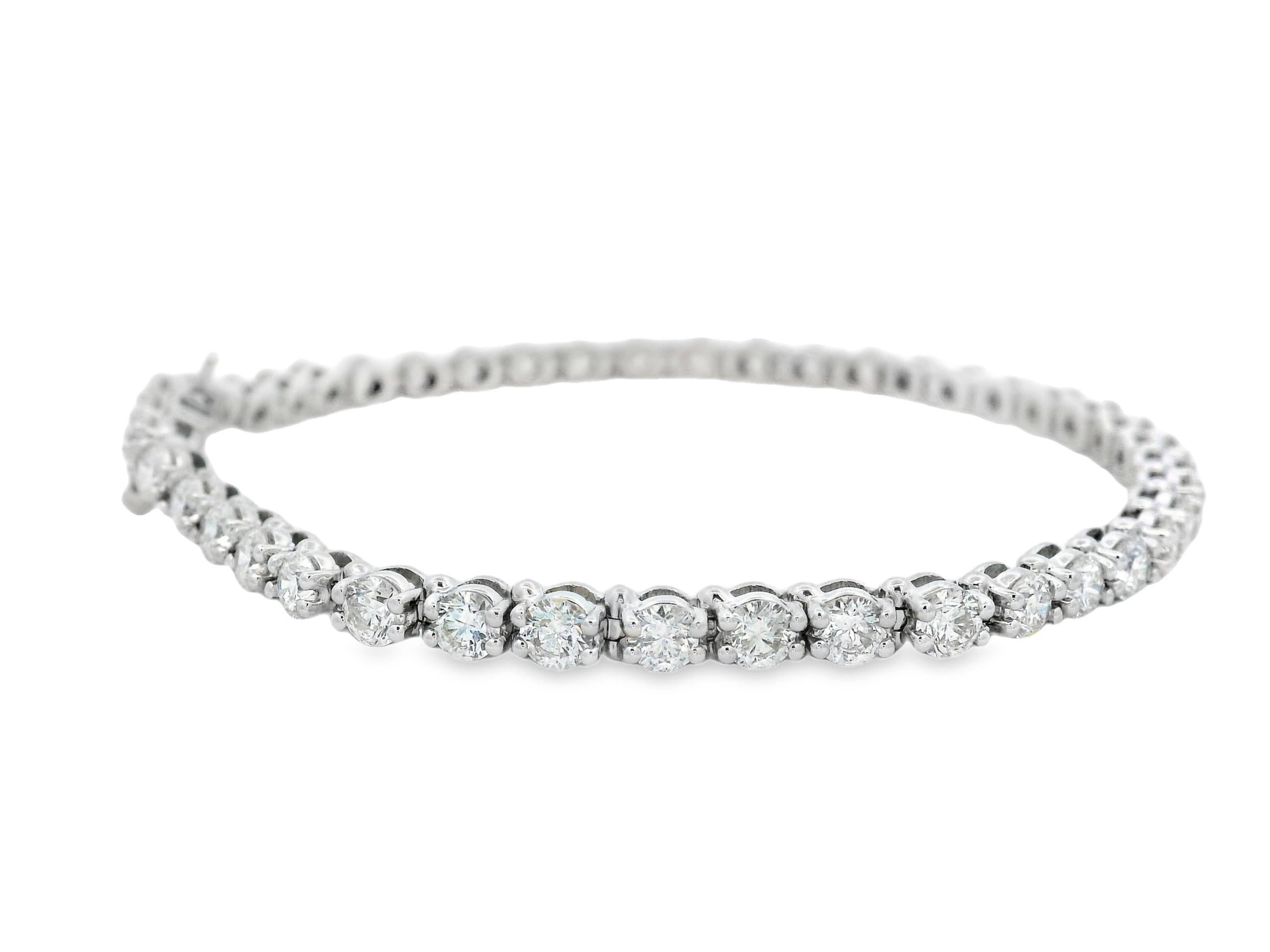 Femenino o masculino Pulsera de tenis de diamantes de 5,00 ct con 43 diamantes redondos en oro blanco de 14 quilates de 7 pulgadas en venta