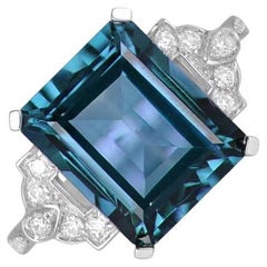 5.00ct Emerald Cut Blue Topaz Cocktail Ring, 18k White Gold