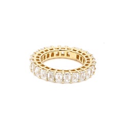 5.00ct Emerald Cut G/VS1 Diamond 18K Yellow Gold Eternity Band Ring Size 7