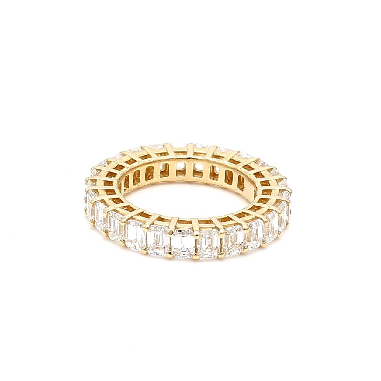 De las mujeres 5,00 ct Diamante talla esmeralda G/VS1 Anillo de oro amarillo de 18 quilates talla 7 en venta