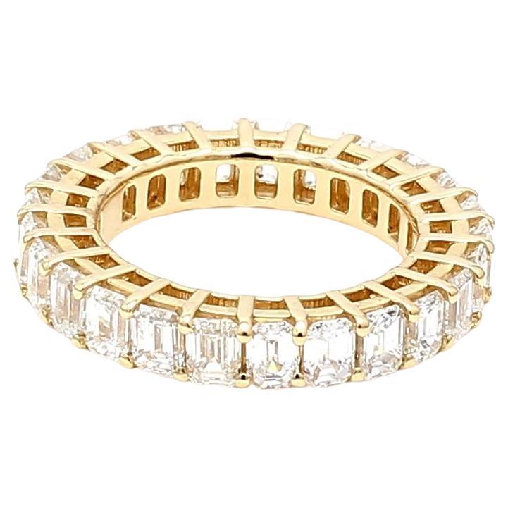 5.00ct Emerald Cut G/VS1 Diamond 18K Yellow Gold Eternity Band Ring Size 7