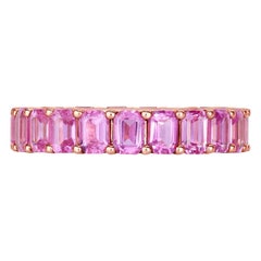 5.00ct Emerald Cut Pink Sapphire Eternity Band in 18k Rose Gold