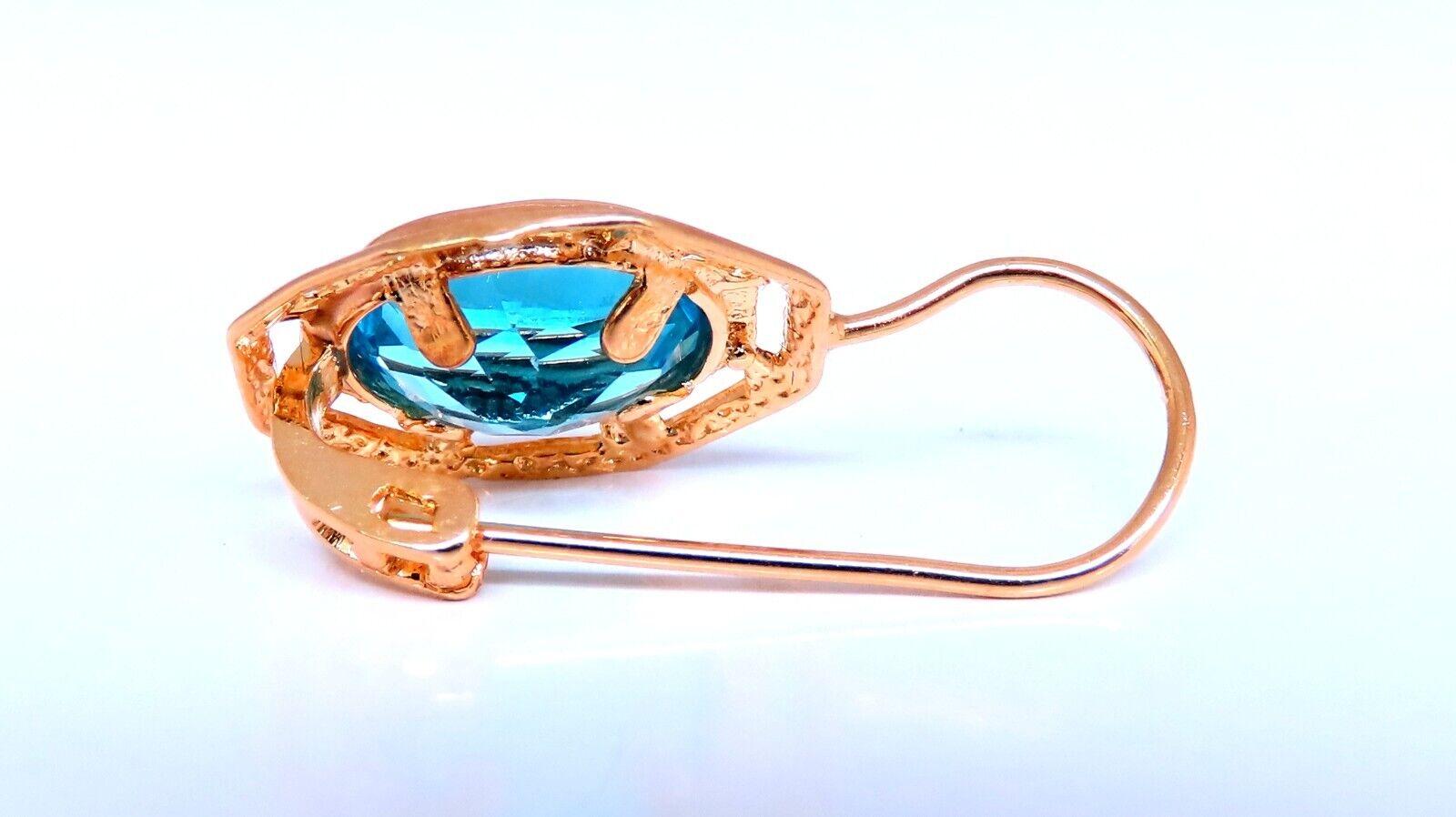5.00ct Natural Blue Topaz Euro Wire Earrings 14kt Gold In New Condition For Sale In New York, NY