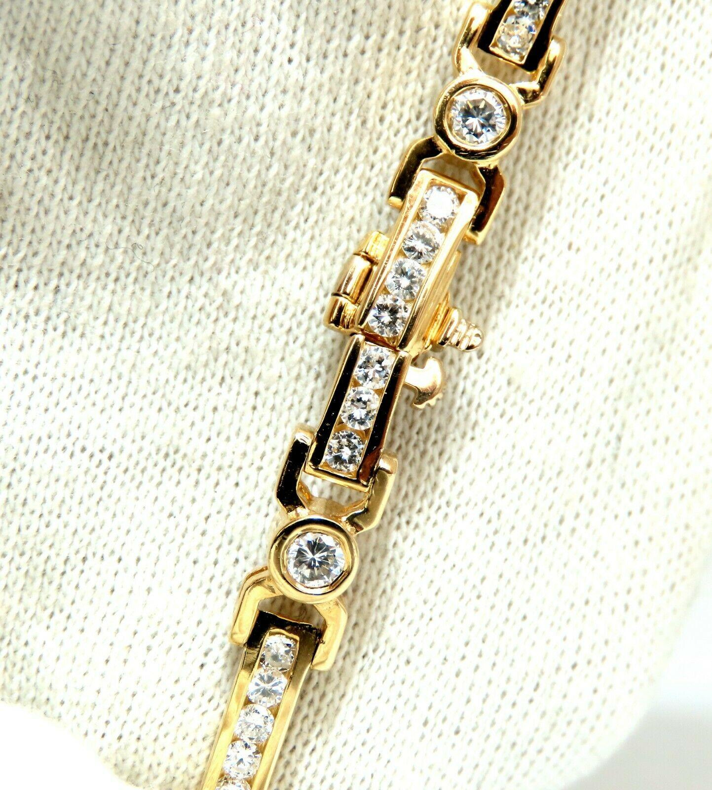 Women's or Men's 5.00 Carat Natural Diamond Channel Tennis Bracelet 14 Karat Hinged Tube Smooth