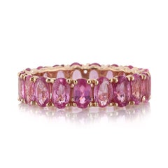5.00ct Oval Cut Pink Sapphire Eternity Band in 14k Rose Gold
